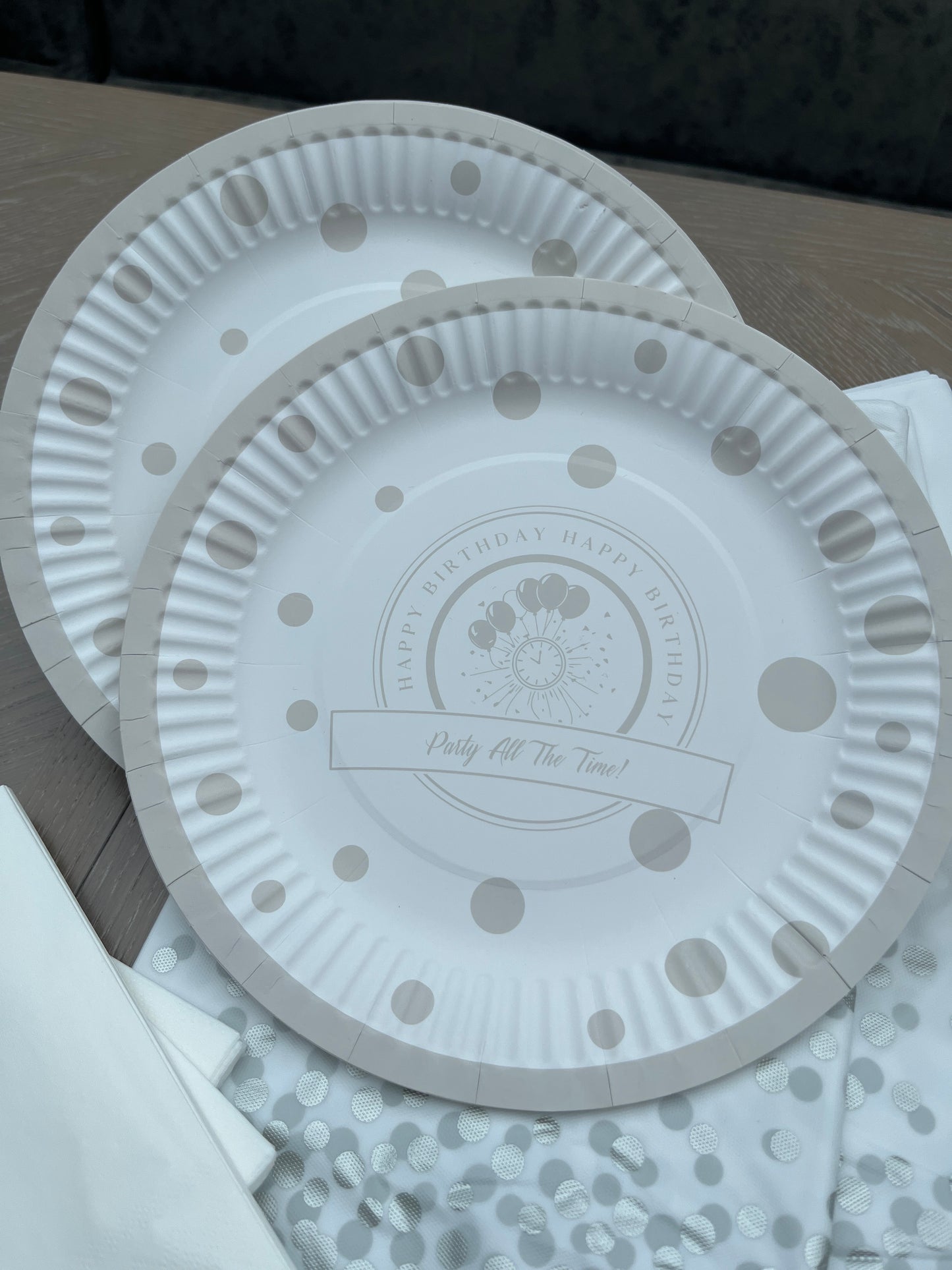 Disposable paper plate 9 inch Happy Birthday SILVER Pack of 25pcs.