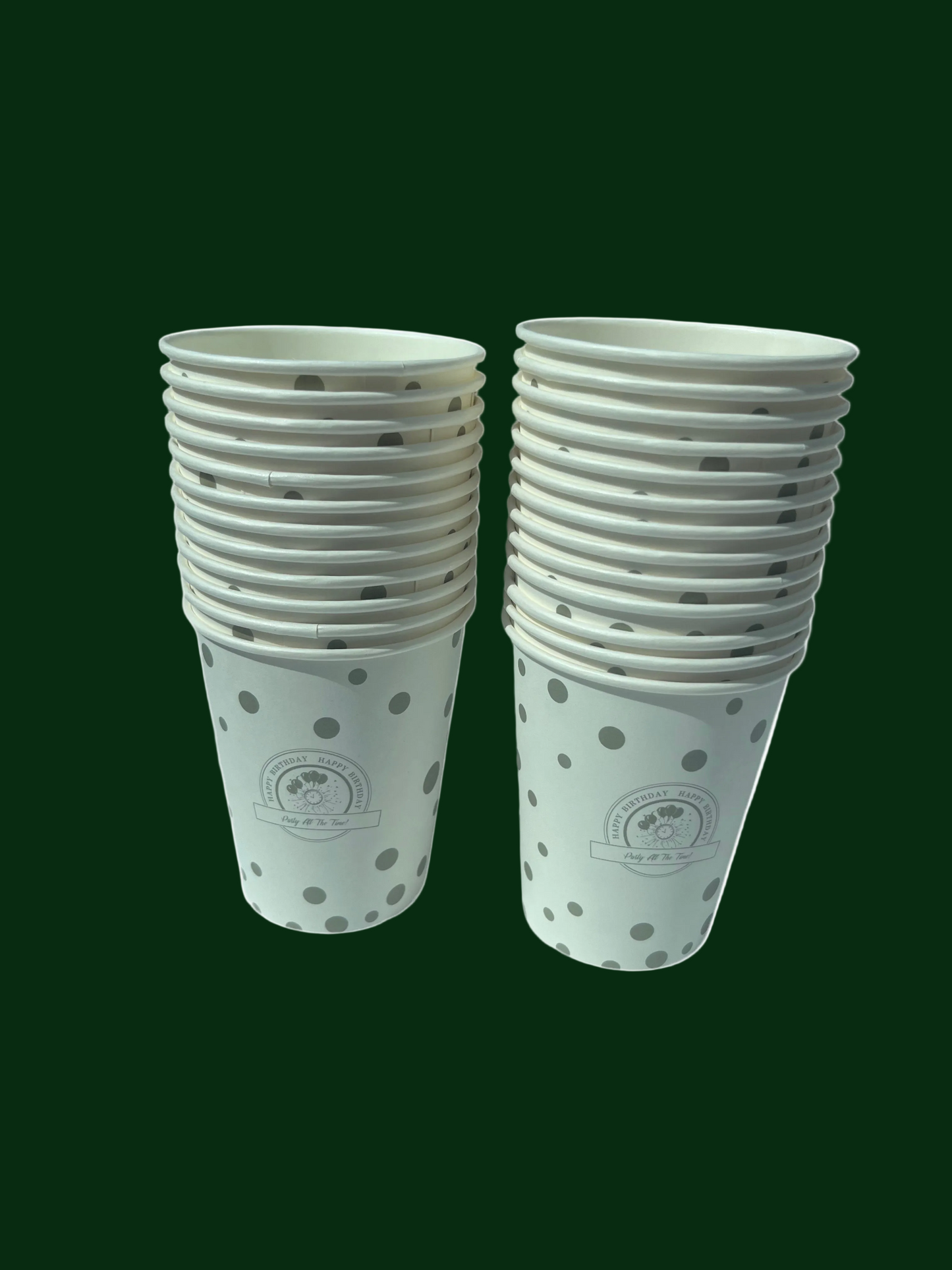 Disposable paper cups - Happy Birthday SILVER Pack 25pcs.