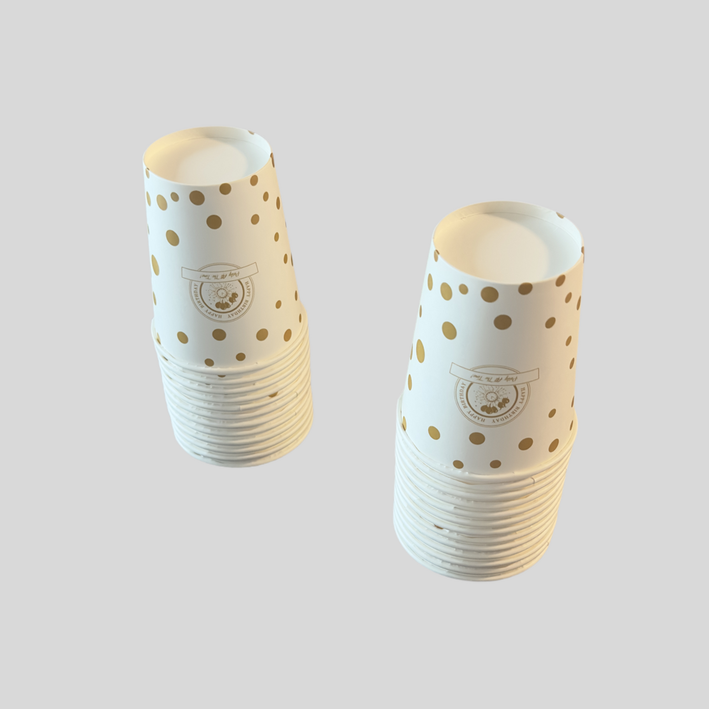Disposable paper cups - Happy Birthday GOLD Pack 25pcs.