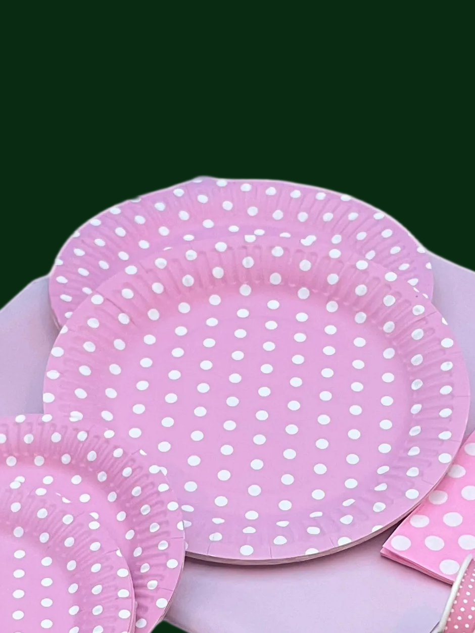 Disposable paper plate 9 inch Polka Dots Pack of 25pcs.