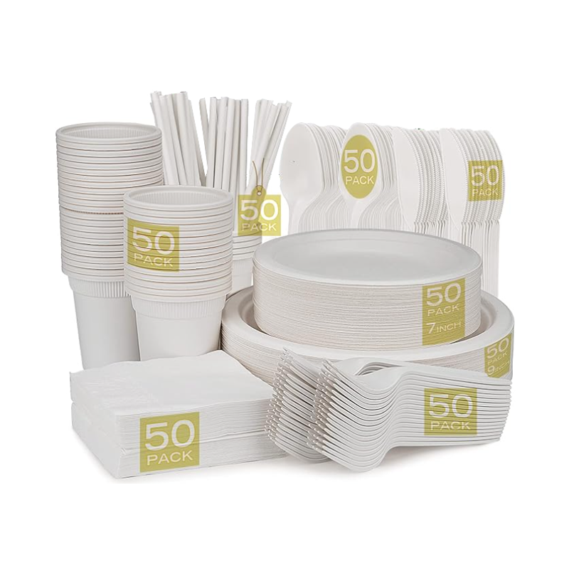 Disposable paper tableware set of 400pcs.