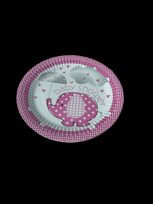 Disposable paper plate 9inch Baby Shower Pink Pack of 25pcs.
