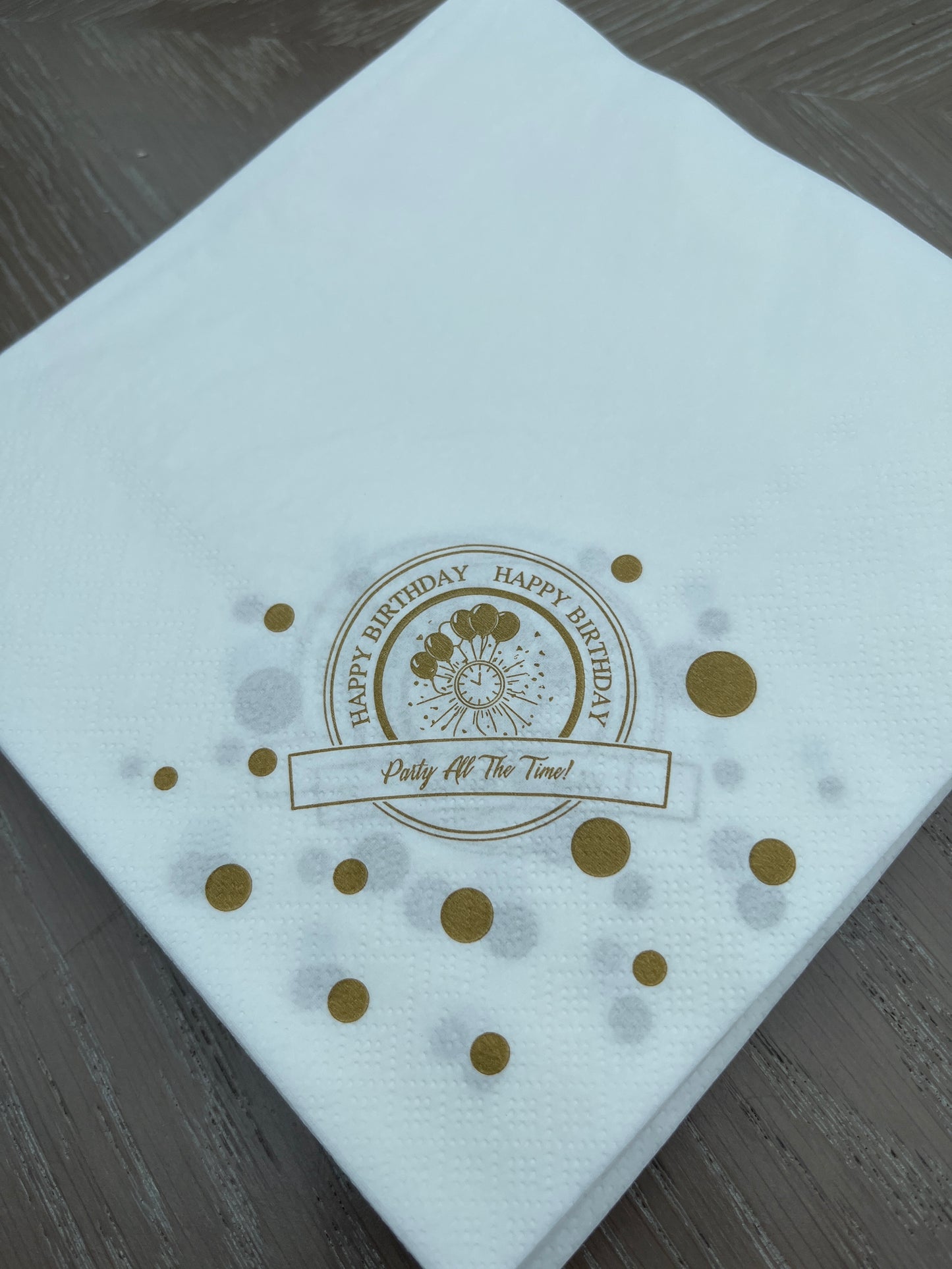 Disposable Napkins 33x33cm Happy Birthday GOLD Pack of 25pcs.