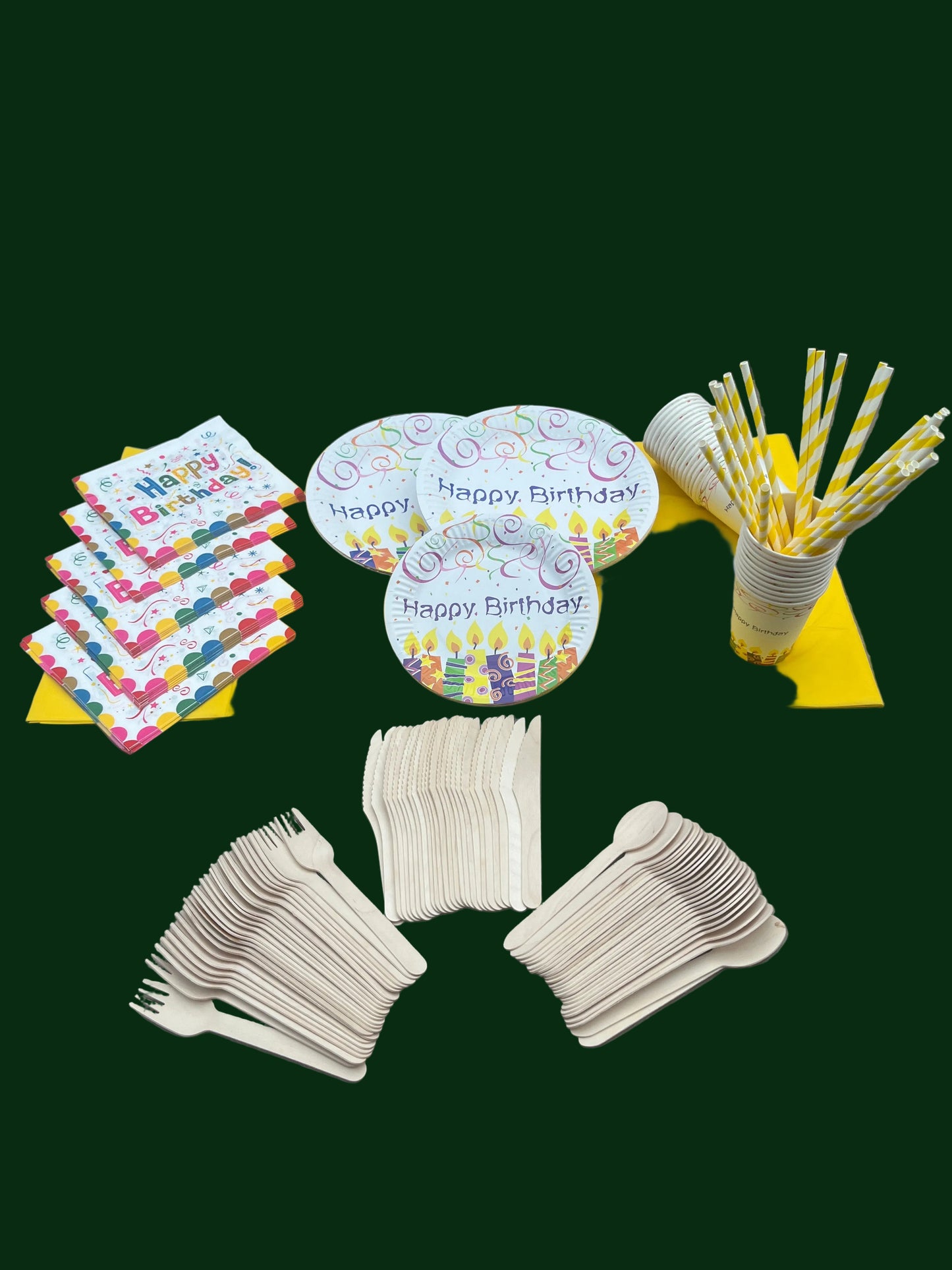 Disposable tableware 201 pcs - Happy Birthday.