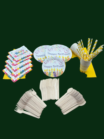Disposable tableware 201 pcs - Happy Birthday.