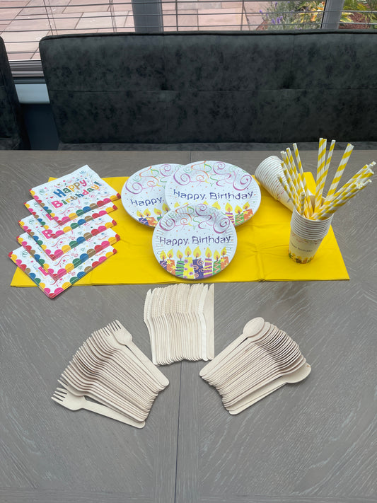 Disposable tableware 201 pcs - Happy Birthday.