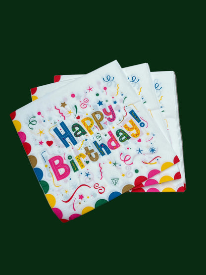 Disposable Napkins 33x33cm Happy Birthday Pack of 25pcs.
