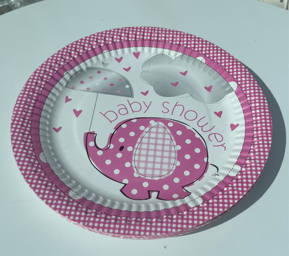 Disposable paper plate 9inch Baby Shower Pink Pack of 25pcs.