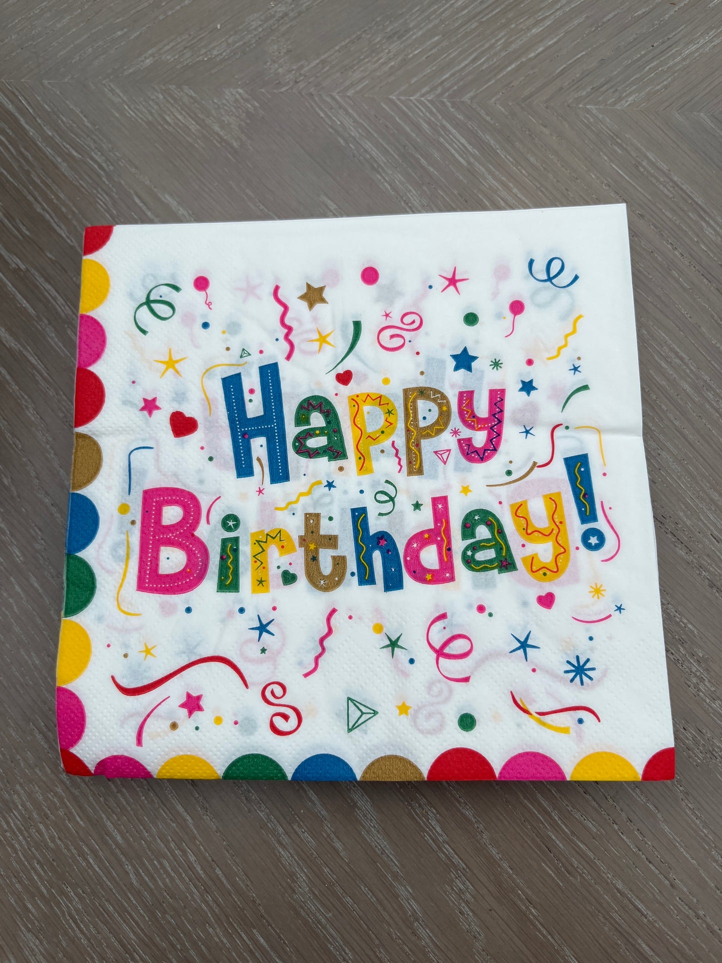 Disposable Napkins 33x33cm Happy Birthday Pack of 25pcs.