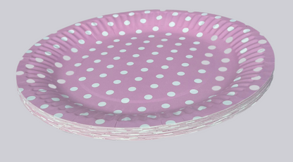 Disposable paper plate 9 inch Polka Dots Pack of 25pcs.