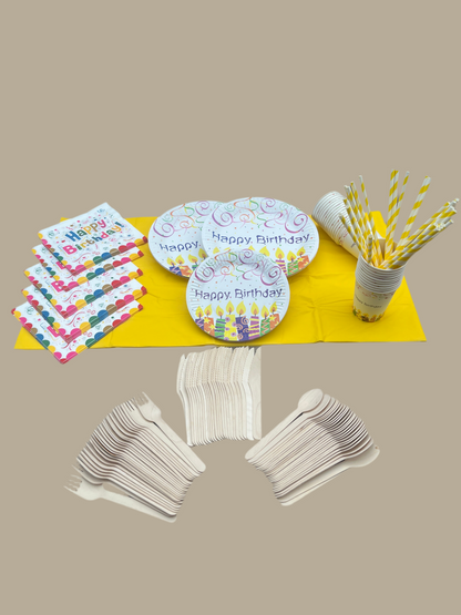 Disposable tableware 201 pcs - Happy Birthday.