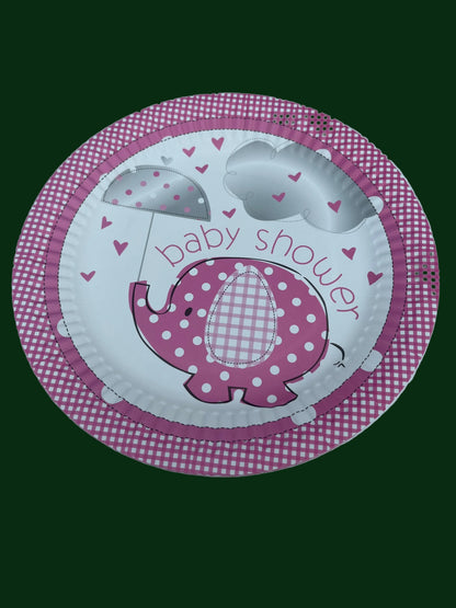 Disposable paper plate 7inch Baby Shower Pink Pack of 25pcs.