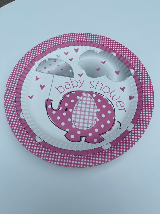 Disposable paper plate 7inch Baby Shower Pink Pack of 25pcs.