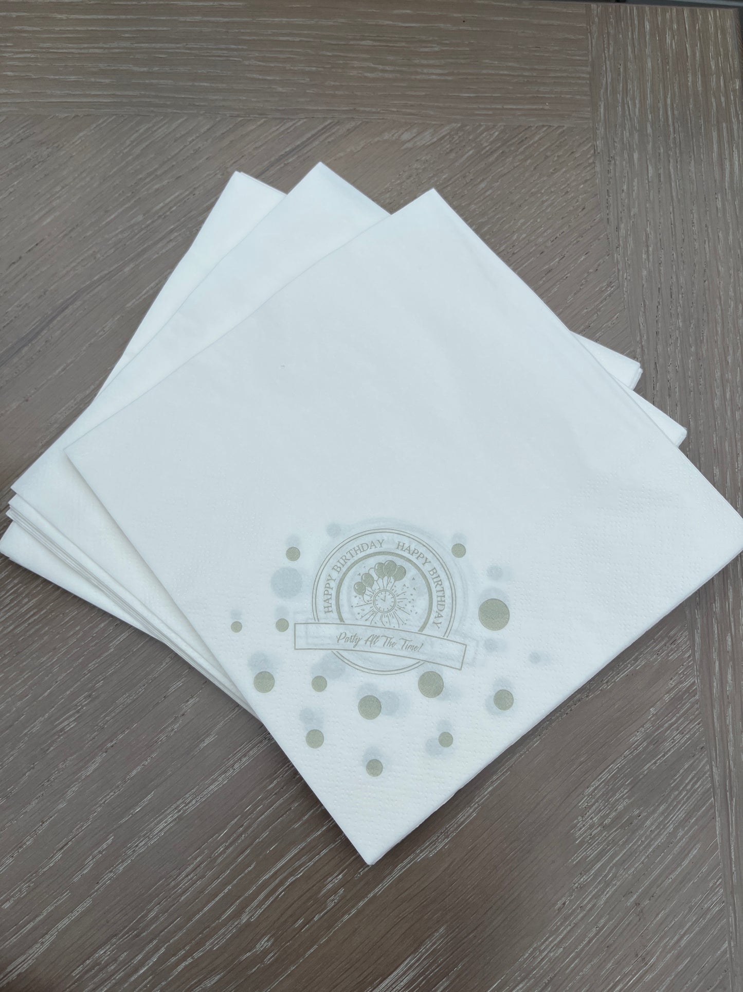 Disposable Napkins 33x33cm Happy Birthday SILVER Pack of 25pcs.