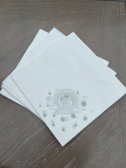 Disposable Napkins 33x33cm Happy Birthday SILVER Pack of 25pcs.