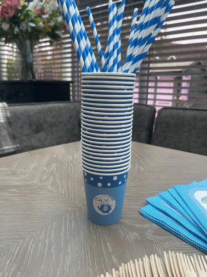 Disposable tableware 201 pcs - Baby Shower Blue.