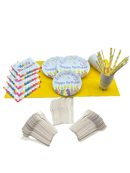 Disposable tableware 201 pcs - Happy Birthday.