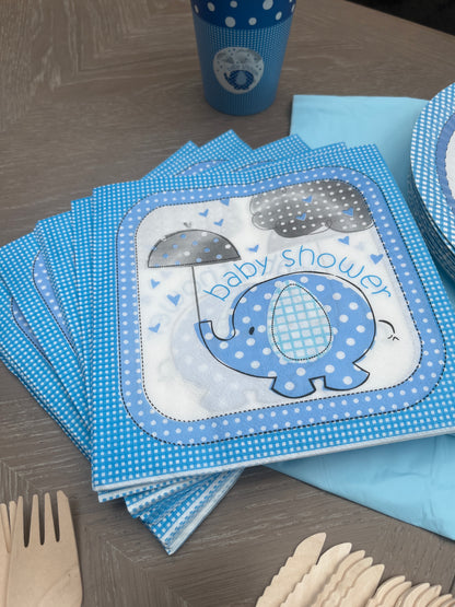 Disposable tableware 201 pcs - Baby Shower Blue.