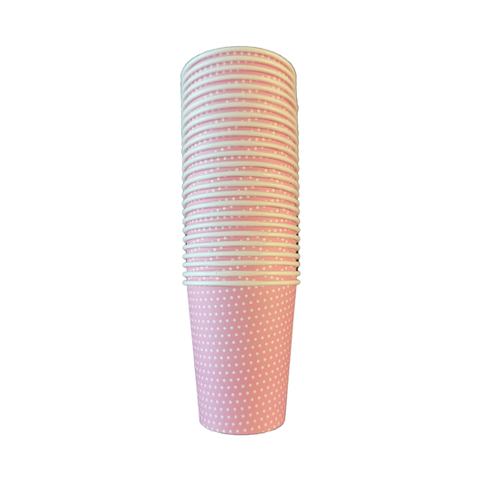 Disposable paper cups - Polka Dosts Pink 25pcs.