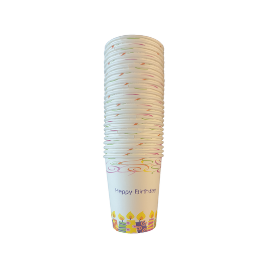 Disposable paper cups - Happy Birthday Pack 25pcs.