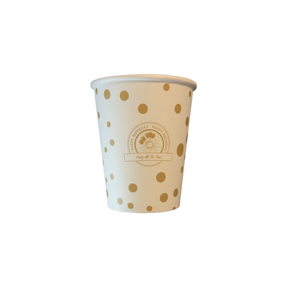 Disposable paper cups - Happy Birthday GOLD Pack 25pcs.