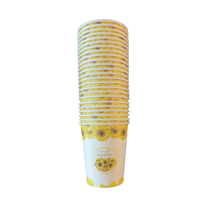 Disposable paper cups - SunFlowers Pack 25pcs.