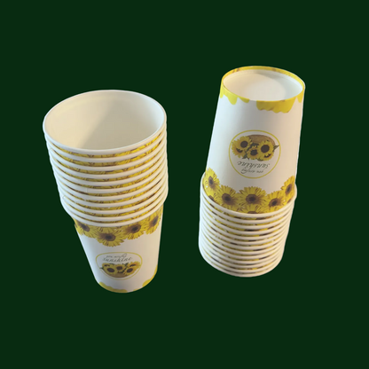 Disposable paper cups - SunFlowers Pack 25pcs.