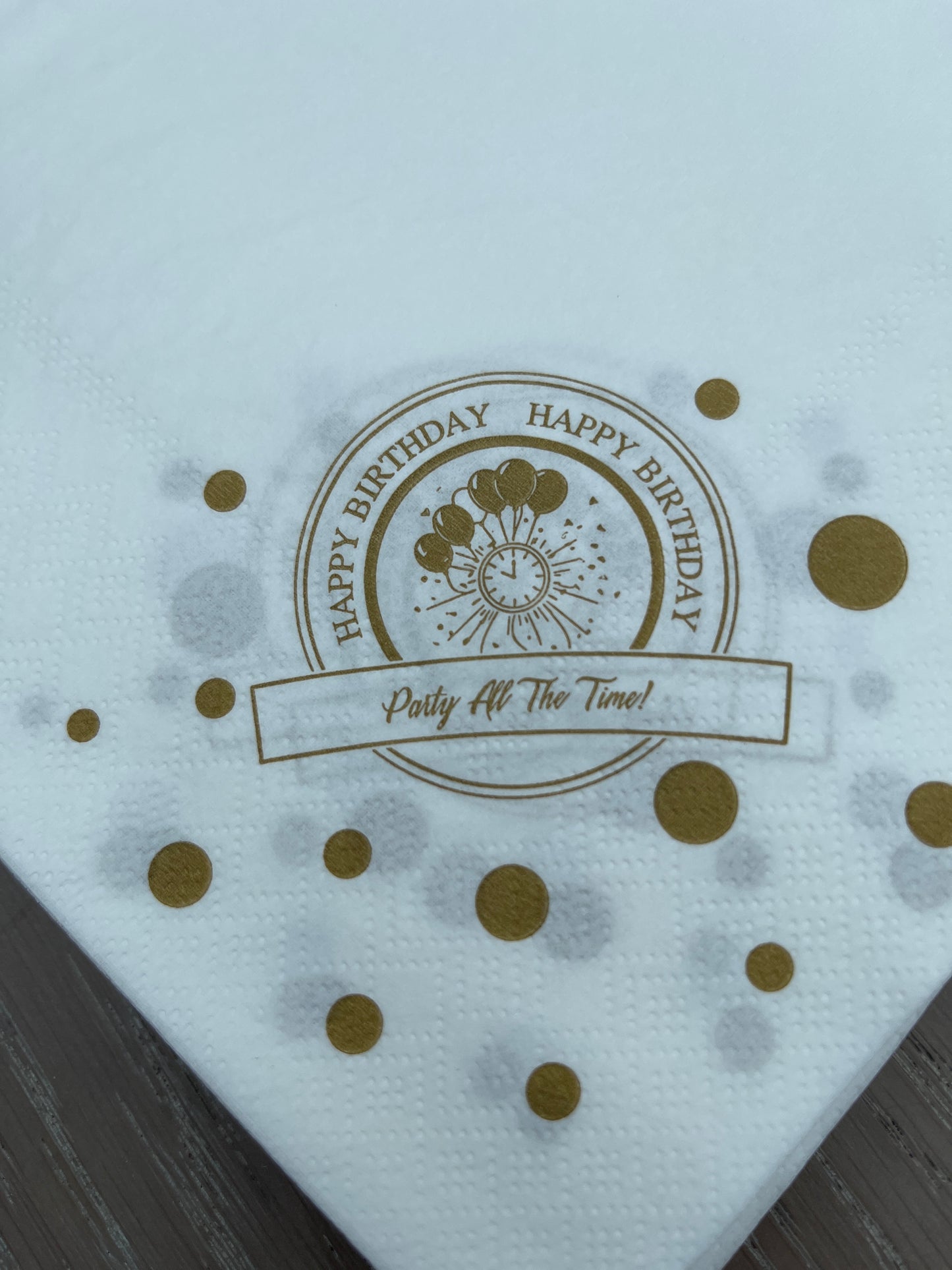 Disposable Napkins 33x33cm Happy Birthday GOLD Pack of 25pcs.