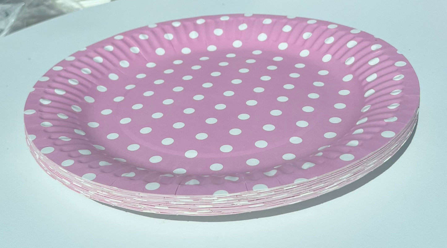 Disposable paper plate 9 inch Polka Dots Pack of 25pcs.