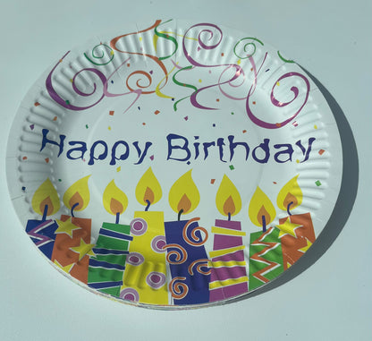 Disposable paper plate 7inch Happy Birthday Pack of 25pcs.