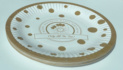 Disposable paper plate 9inch Happy Birthday GOLD Pack of 25pcs.
