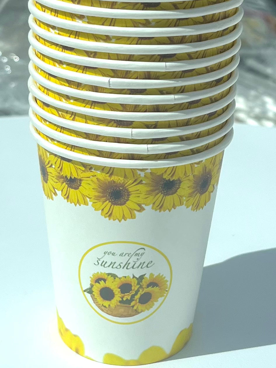 Disposable paper cups - SunFlowers Pack 25pcs.