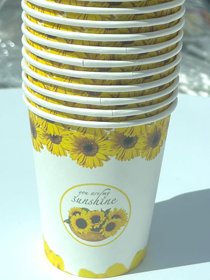 Disposable paper cups - SunFlowers Pack 25pcs.