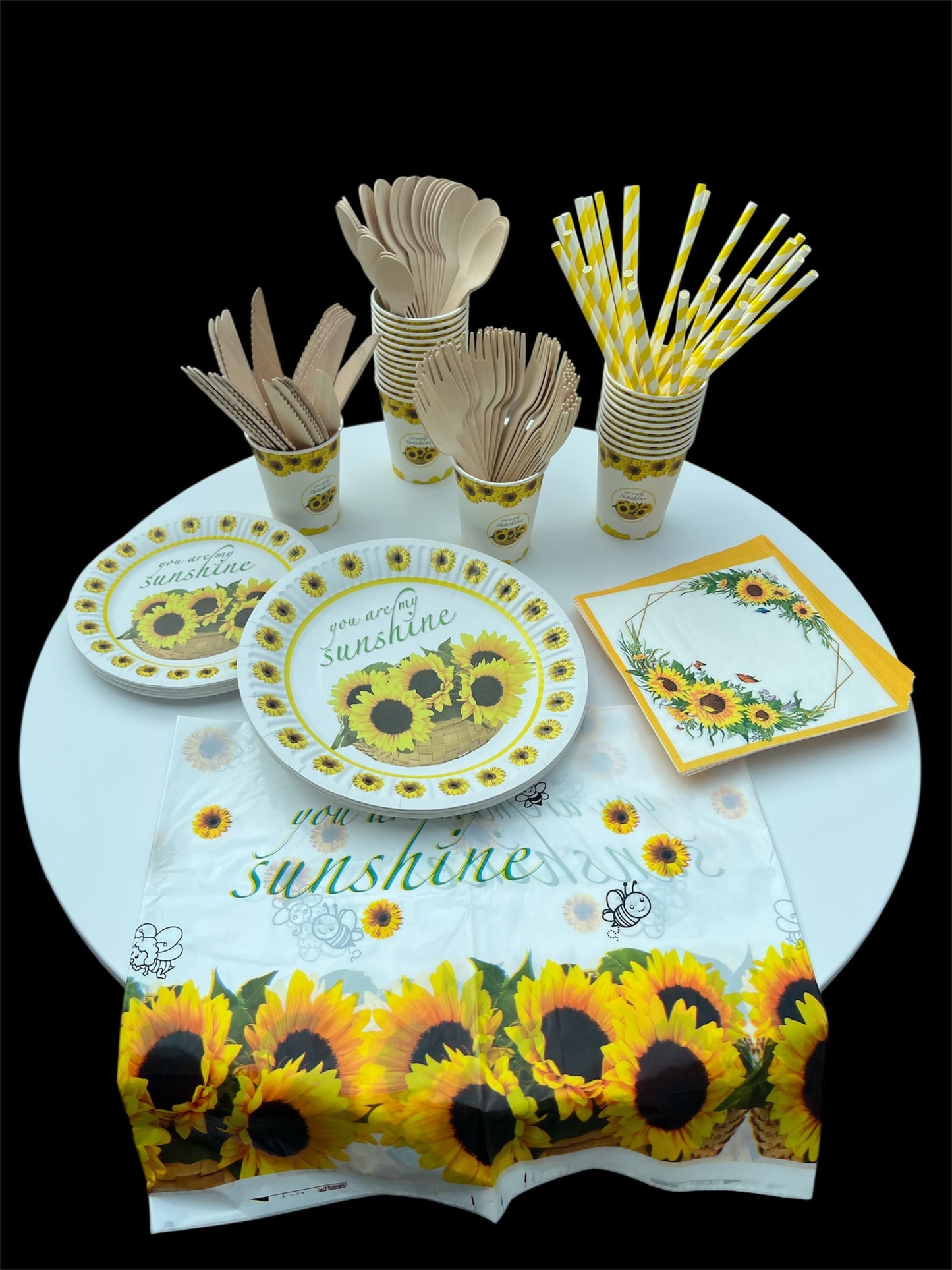 Disposable tableware 201 pcs - Sun Flowers.