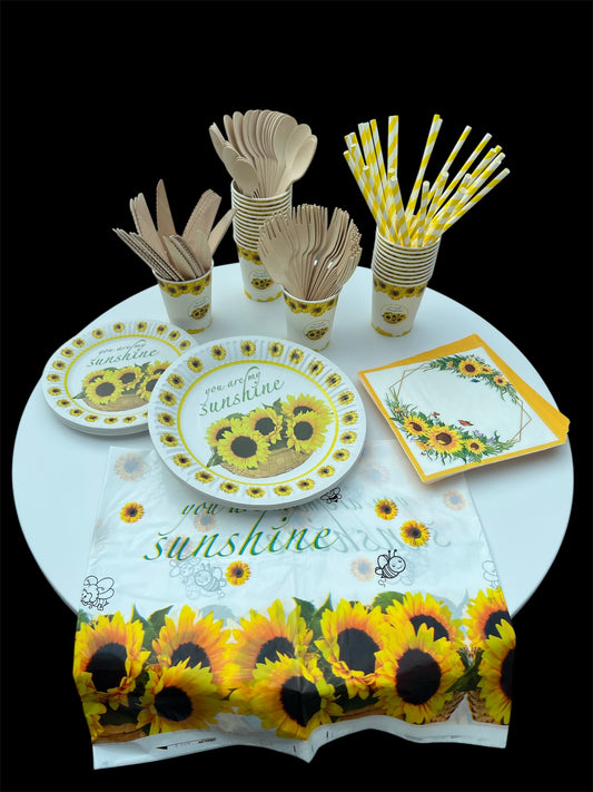 Disposable tableware 201 pcs - Sun Flowers.