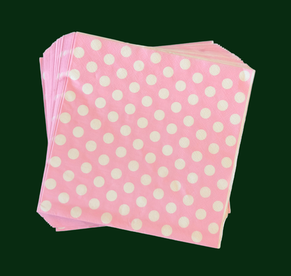 Disposable Napkins 33x33cm Polka Dots Pack of 25pcs.