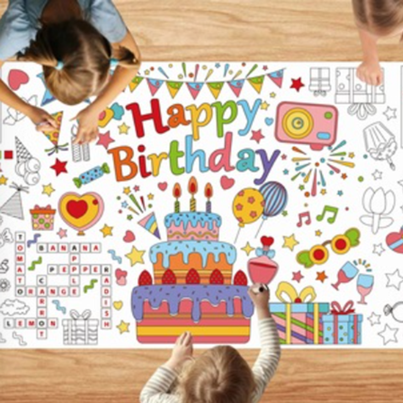 Drawing paper tablecloth.